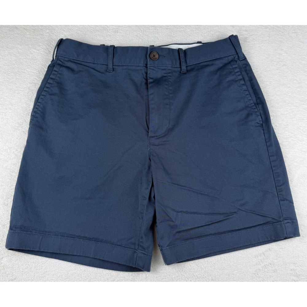 J. Crew Shorts‎ Mens 30 Flat Front Navy Blue Cotton Stretch Chino 7" EUC